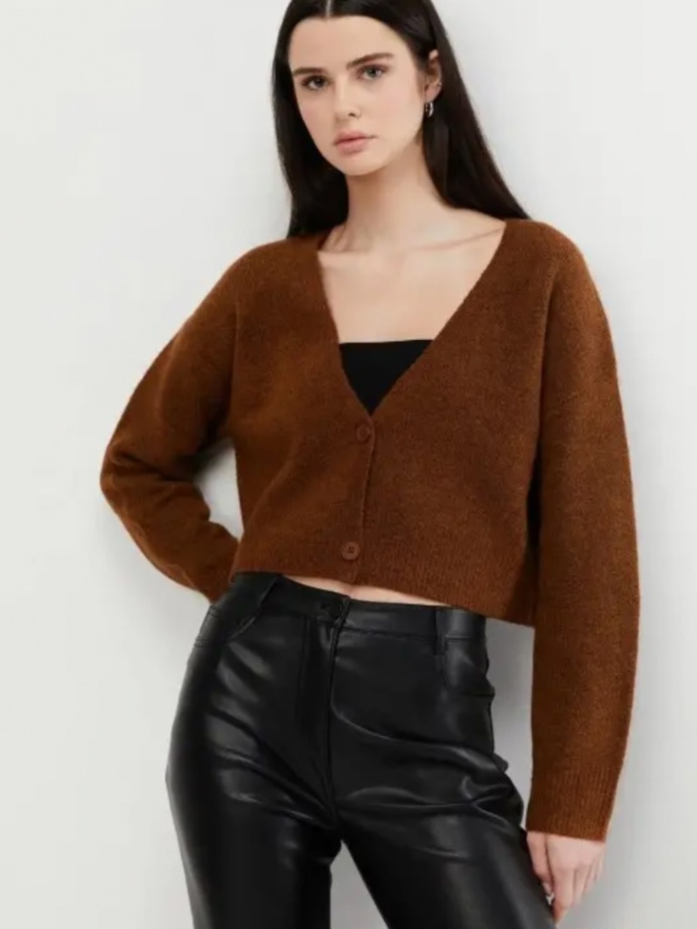 Oak + Fort crop knit cardigan